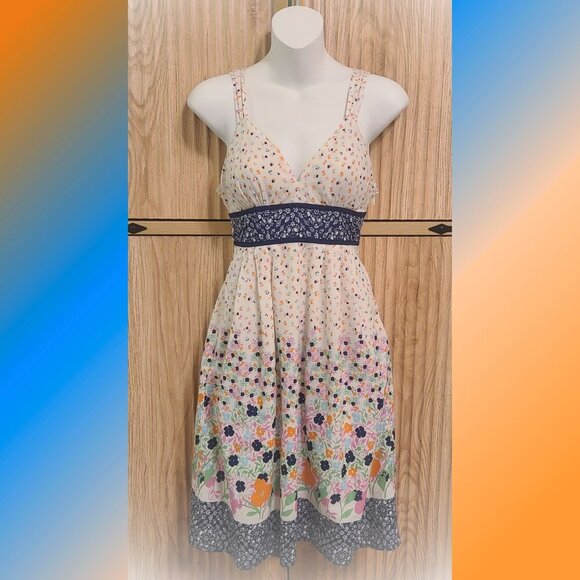 Red Camel Floral Sundress with Navy Waistband – Size 3 - Picture 1 of 9